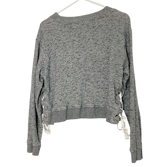Derek Lam 10 Crosby Sweatshirt Womens Size Medium Large 12 Pullover Gray Lace Up - Picture 2 of 9